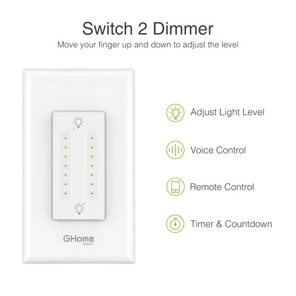 SW7 Smart Dual Dimmer Switch with Timer  Remote and Voice Control