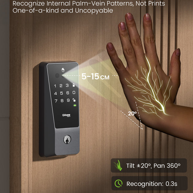 GHome Palm Vein Smart Door Locks With TouchScreen KD10