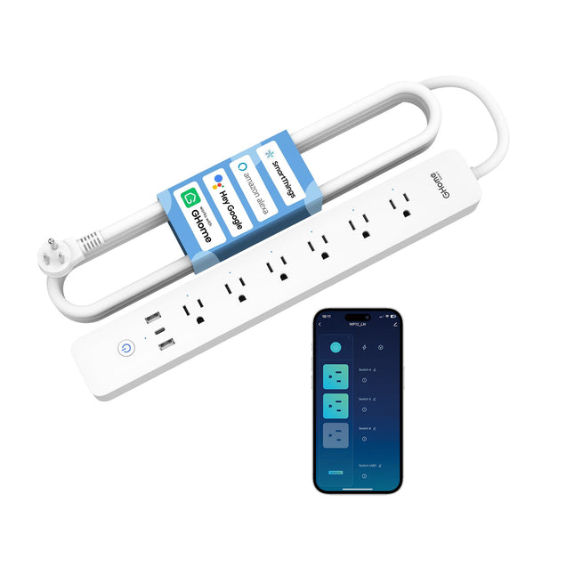 GHome Smart Power Strip 30W USB-C&6 Independent Outlets WP12