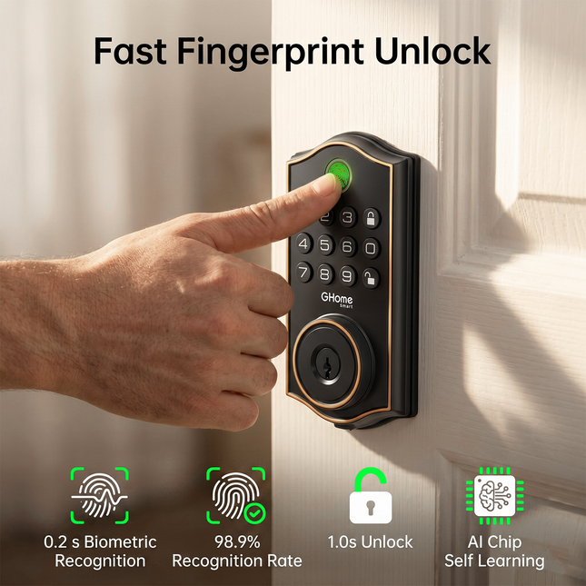 GHome Wi-Fi Smart Fingerprint Door Lock Keypad KD30