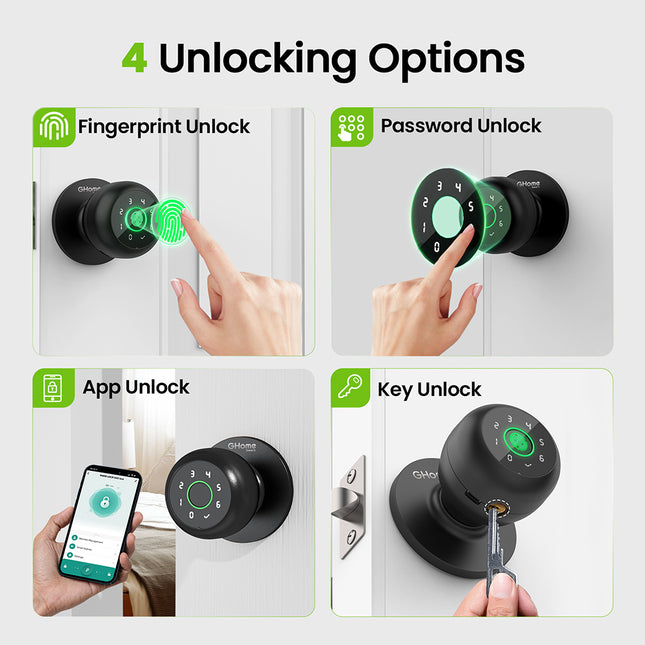 GHome 4-In-1 Smart Fingerprint Door Knob Lock K10PRO
