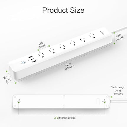 GHome Smart Power Strip 30W USB-C&6 Independent Outlets WP12
