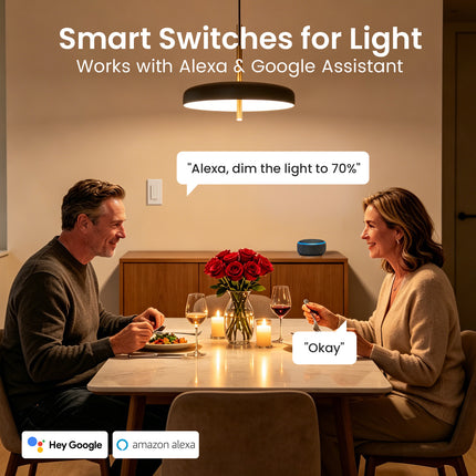 SW7 Smart Dual Dimmer Switch with Timer  Remote and Voice Control