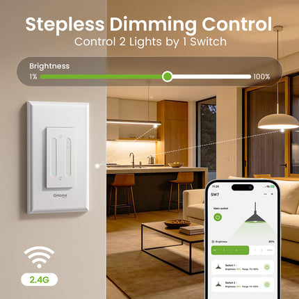 SW7 Smart Dual Dimmer Switch with Timer  Remote and Voice Control
