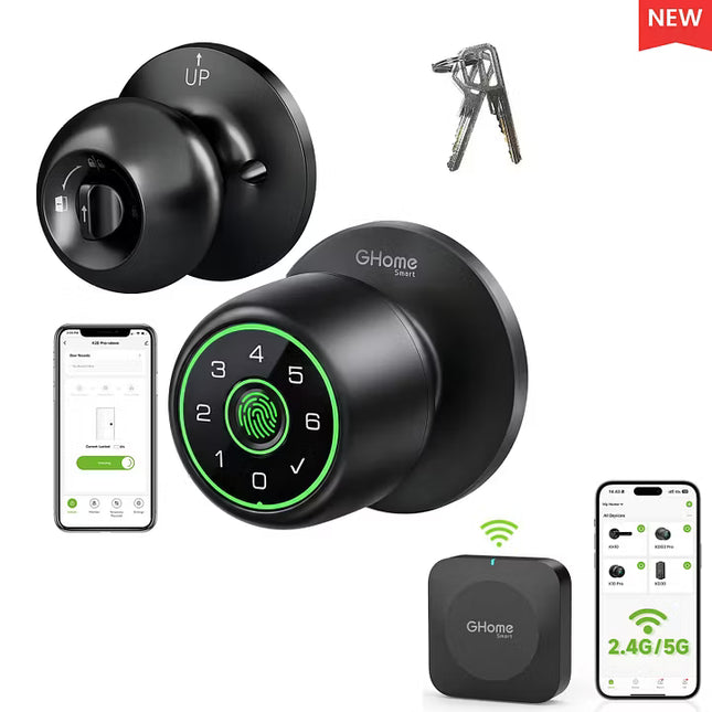 New In! 4 in 1 Smart Fingerprint Door Knob K20PRO - GhomeSmart