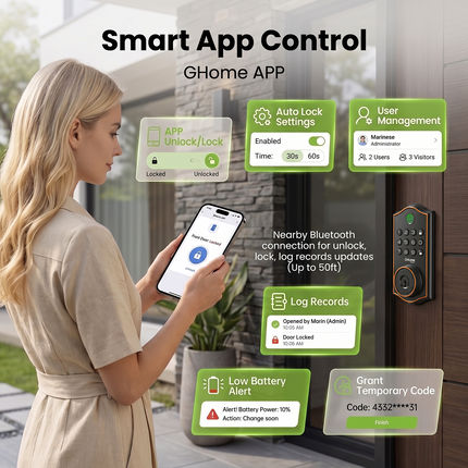 GHome Wi-Fi Smart Fingerprint Door Lock Keypad KD30