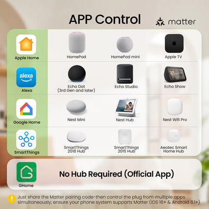 New In! Matter Compatible Smart Plug 15A WP3M - GHome