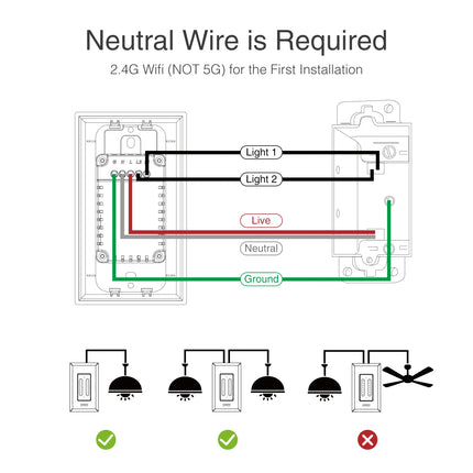 SW7 Smart Dual Dimmer Switch with Timer  Remote and Voice Control