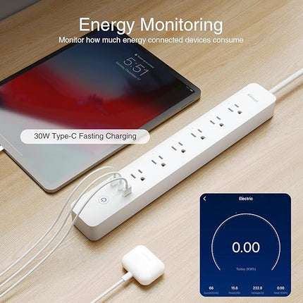 GHome Smart Power Strip 30W USB-C&6 Independent Outlets WP12