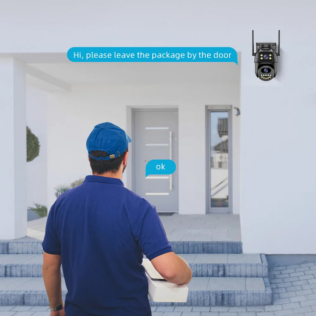 4K 8MP Dual-Lens Security Camera: PTZ WiFi & AI Tracking