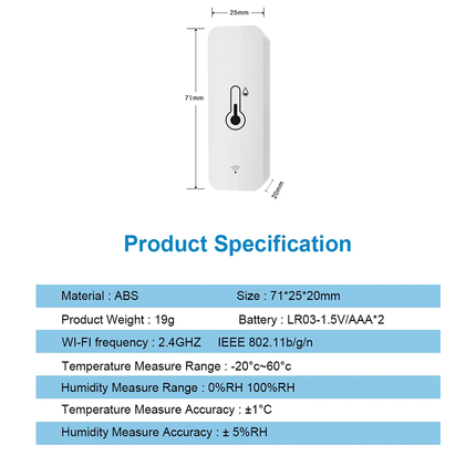 Smart WIFI Temperature Humidity Sensor ST1