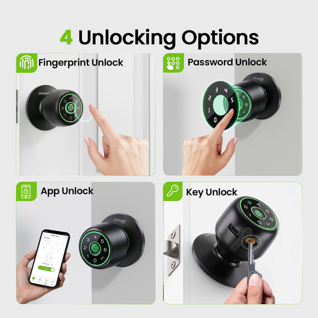 New In! 4 in 1 Smart Fingerprint Door Knob K20PRO - GhomeSmart