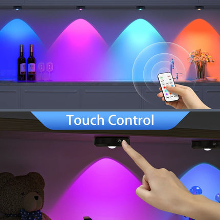 3-Pack Rechargeable Puck Lights with Remote & Timer