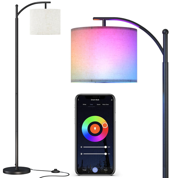 Dimmable RGB Tall Lamp with Remote & Hanging Shade