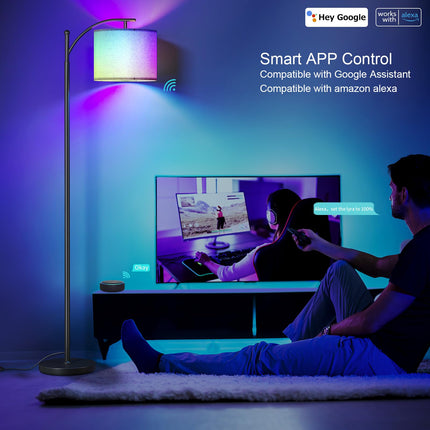Dimmable RGB Tall Lamp with Remote & Hanging Shade