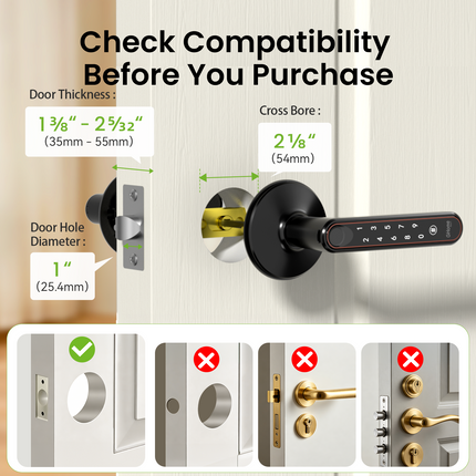 New GHome 4-in-1 Wi-Fi Smart Lever Door Lock KH10