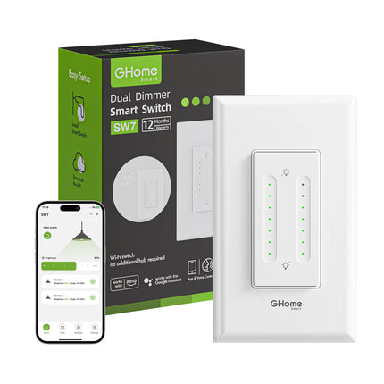 SW7 Smart Dual Dimmer Switch with Timer  Remote and Voice Control