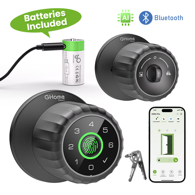 GHome Removable Battery Smart Door Knob Lock KD03PRO