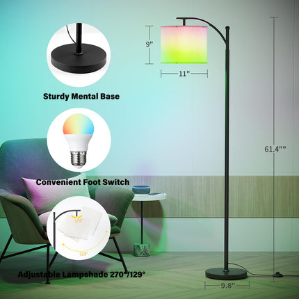Dimmable RGB Tall Lamp with Remote & Hanging Shade