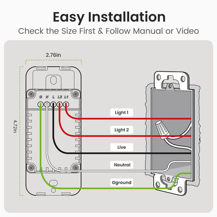 SW7 Smart Dual Dimmer Switch with Timer  Remote and Voice Control