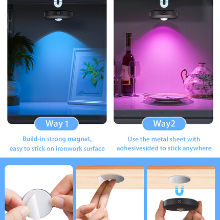 3-Pack Rechargeable Puck Lights with Remote & Timer