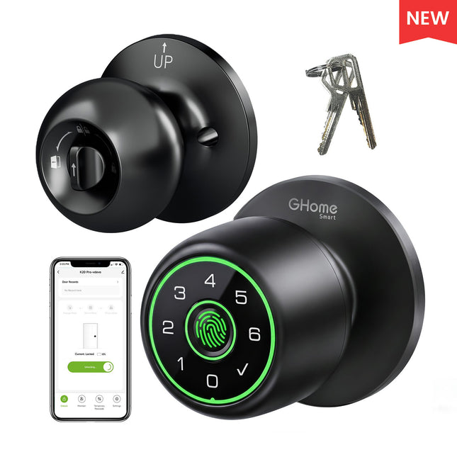 New In! 4 in 1 Smart Fingerprint Door Knob K20PRO - GhomeSmart